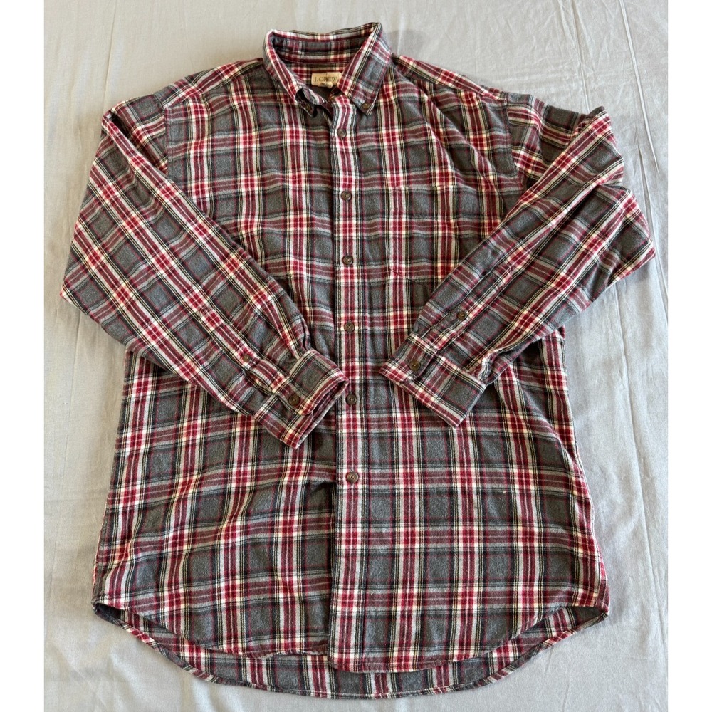 VINTAGE J. Crew Flannel Shirt Mens Medium Oarsman Red Gray Plaid Preppy 90s